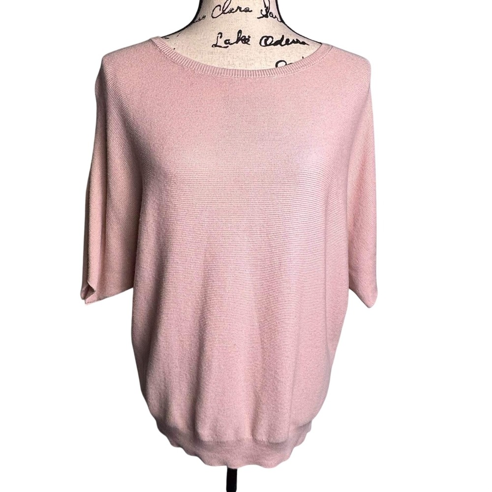 Quince Link Knit Dolman Sweater LB77631 Short Sleeve Layer Cotton Cashmere Sz S